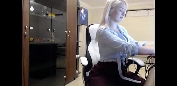  Blonde strip tease chat from office